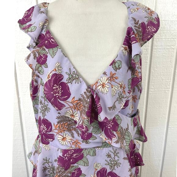 Lulus Women Sleeveless Midi Dress Wedding Formal Cocktail Preppy Purple Size XL - Picture 3 of 10
